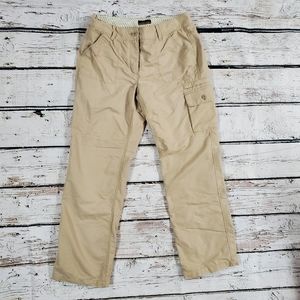 Lands' End Women's Size 12 Insulated Cargo Pants Khaki Cotton Blend Warm Lined